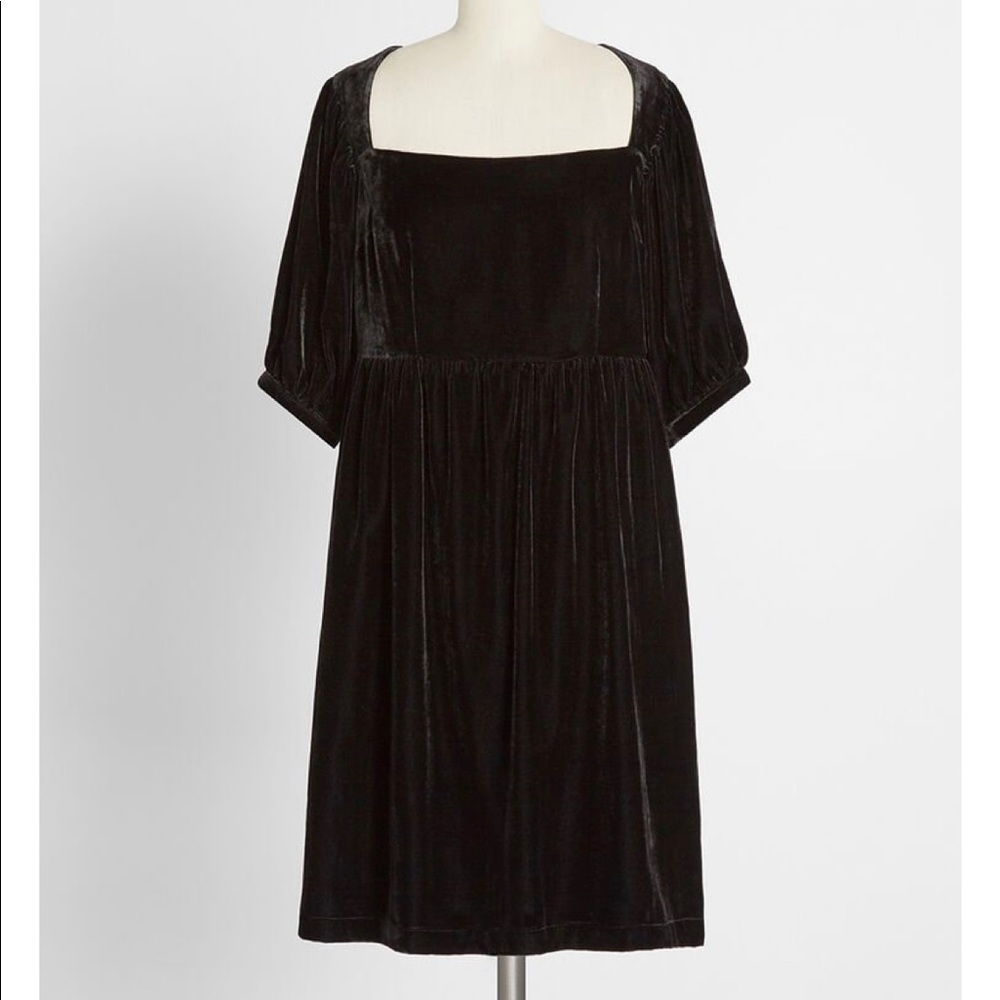 ModCloth Black Velvet Babydoll Dress 18W (NWT)